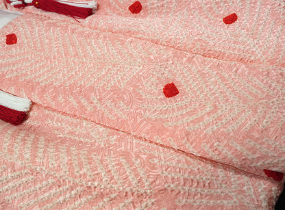 七五三 3歳 女の子 正絹 ピンク 被布コート 絞り 新品ht337