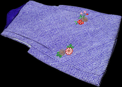 七五三 3歳 正絹 被布コート 女の子 青紫 絞り 刺繍入り S寸 ht339