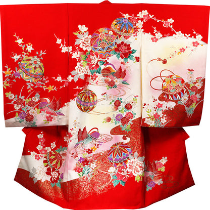 七五三 着物 3歳 女の子 正絹 着物 被布セット 新品 73jf1013