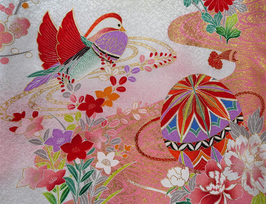 お宮参り 着物 女の子 正絹 祝着 初着 毬柄 ピンク【日本製】j1015