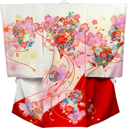 七五三 着物 3歳 女の子 正絹 着物 被布セット 新品 73jd1207