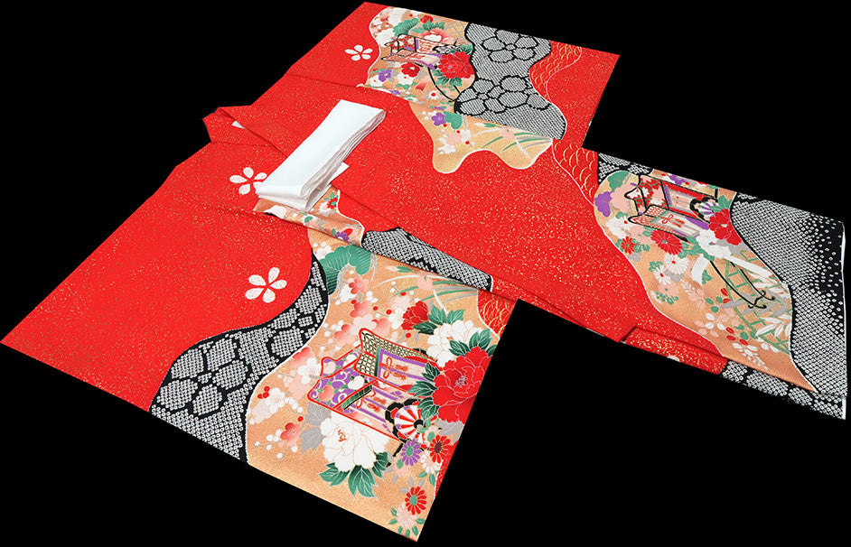 お宮参り 着物 女の子 正絹 祝着 初着 毬柄 【日本製】j3102