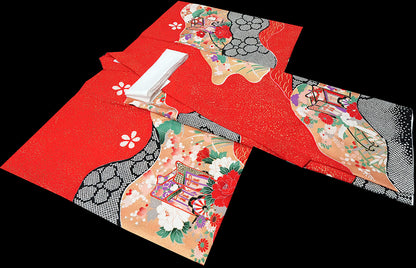 お宮参り 着物 女の子 正絹 祝着 初着 毬柄 【日本製】j3102
