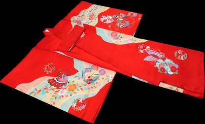 お宮参り 女の子 着物 女児祝着 正絹 のしめ 初着 産着 新品j31047