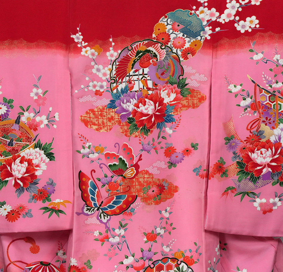 お宮参り 着物 女の子 祝着 赤 ピンク 初着 産着 新品j51019