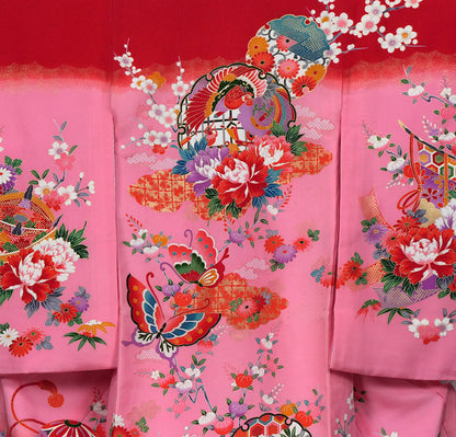 お宮参り 着物 女の子 祝着 赤 ピンク 初着 産着 新品j51019