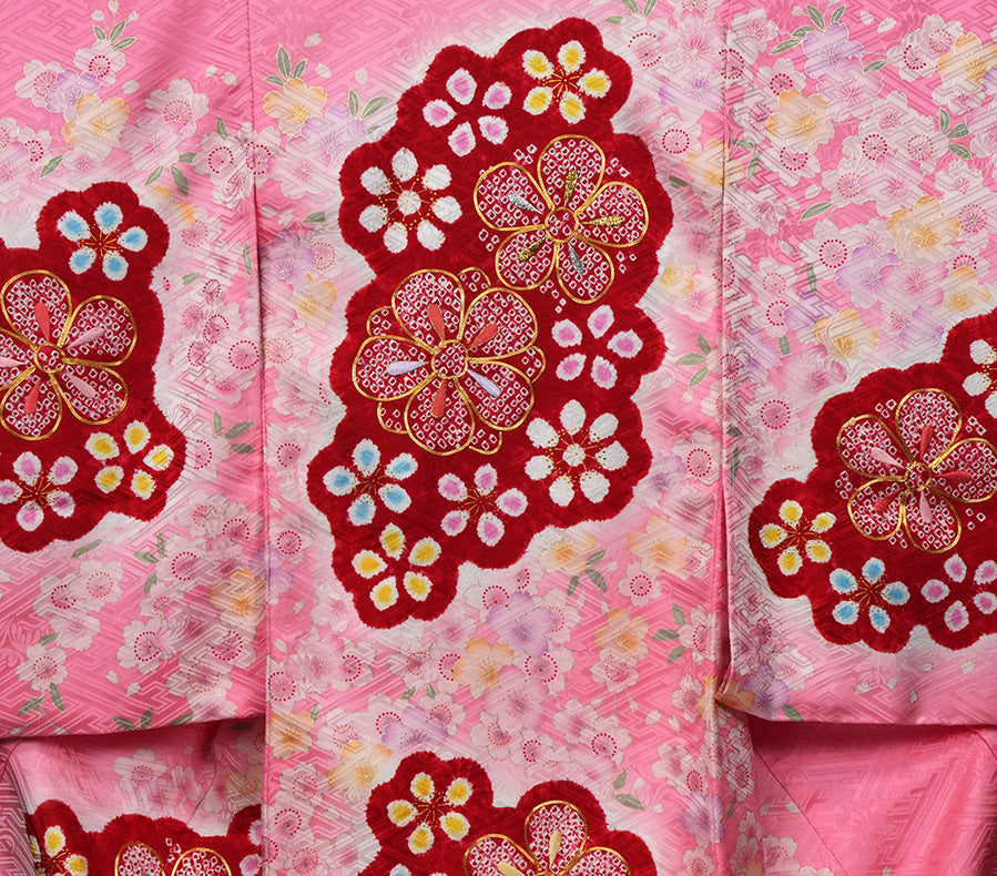 お宮参り 着物 女の子 正絹 祝着 初着 産着 のしめ 絞り 新品j51022