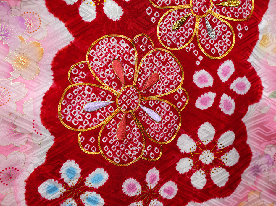 お宮参り 着物 女の子 正絹 祝着 初着 産着 のしめ 絞り 新品j51022