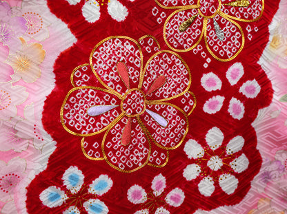 お宮参り 着物 女の子 正絹 祝着 初着 産着 のしめ 絞り 新品j51022