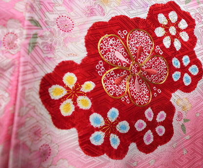 お宮参り 着物 女の子 正絹 祝着 初着 産着 のしめ 絞り 新品j51022