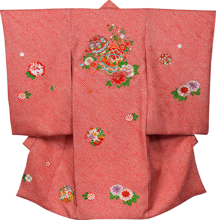 お宮参り 着物 女の子 正絹 祝着 初着 産着 のしめ 絞り 新品 j907