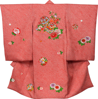 お宮参り 着物 女の子 正絹 祝着 初着 産着 のしめ 絞り 新品 j907