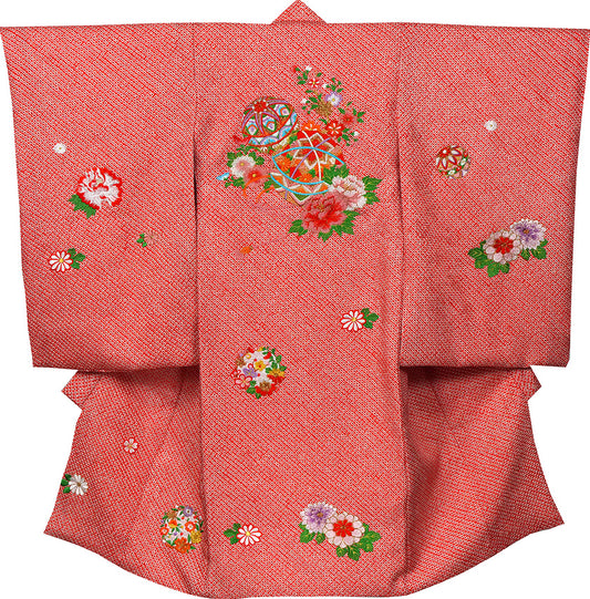 お宮参り 着物 女の子 正絹 祝着 初着 産着 のしめ 絞り 新品 j907