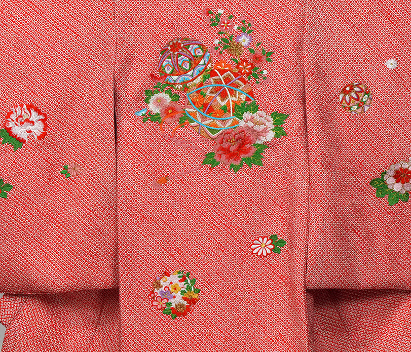 お宮参り 着物 女の子 正絹 祝着 初着 産着 のしめ 絞り 新品 j907