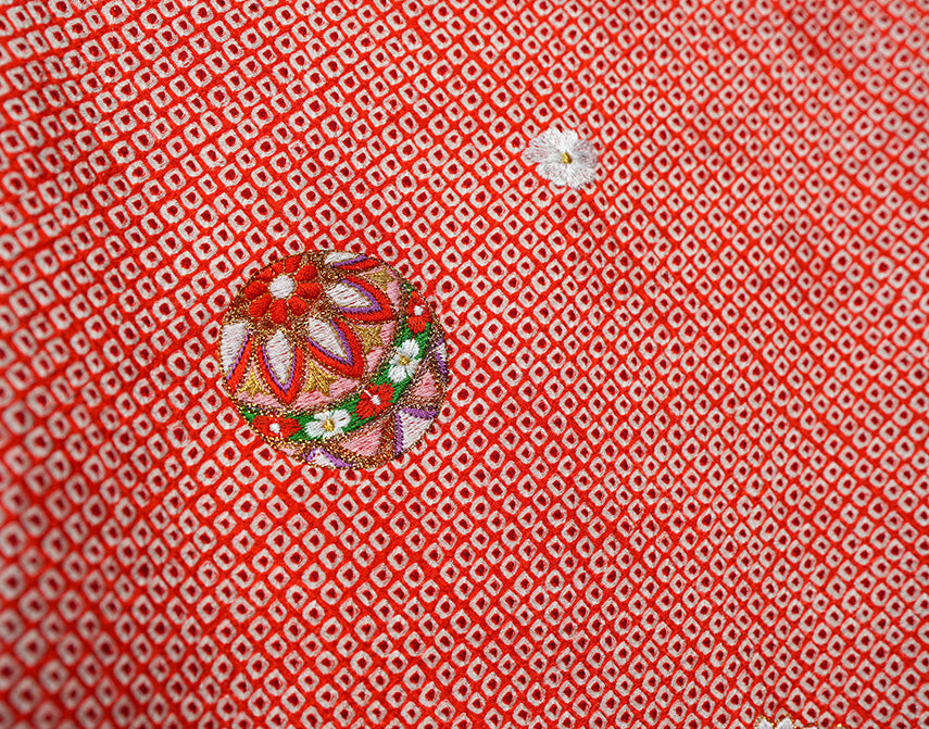 お宮参り 着物 女の子 正絹 祝着 初着 産着 のしめ 絞り 新品 j907