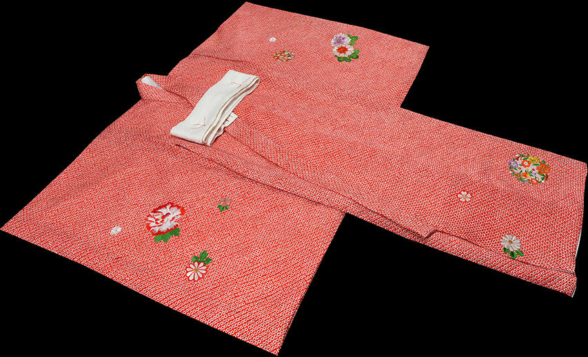 お宮参り 着物 女の子 正絹 祝着 初着 産着 のしめ 絞り 新品 j907