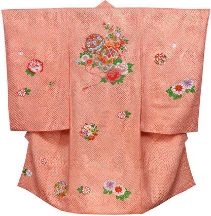 お宮参り 着物 女の子 正絹 祝着 初着 総絞り 刺繍 【日本製】j917