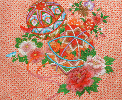 お宮参り 着物 女の子 正絹 祝着 初着 総絞り 刺繍 【日本製】j917