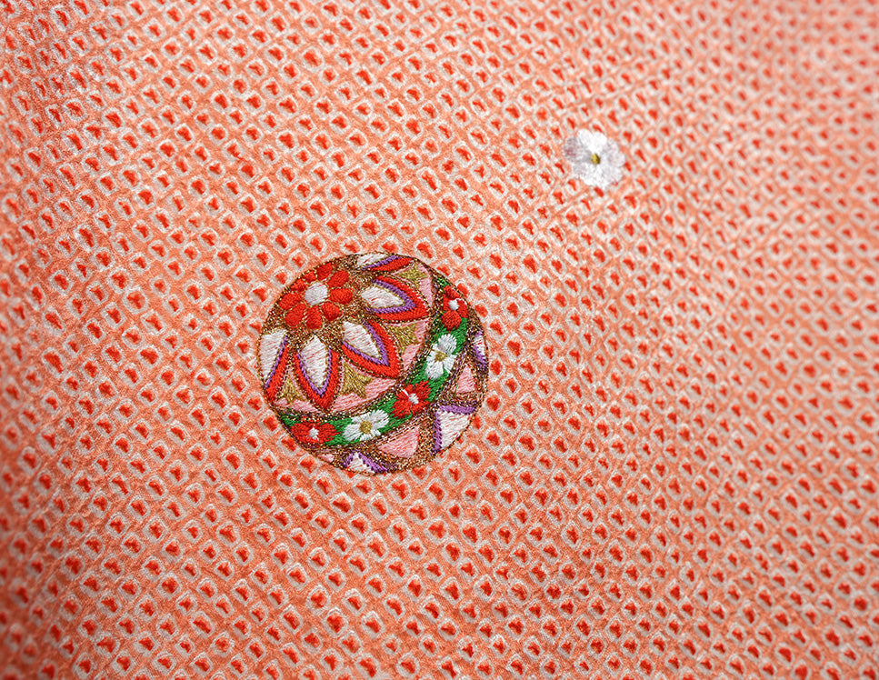 お宮参り 着物 女の子 正絹 祝着 初着 総絞り 刺繍 【日本製】j917